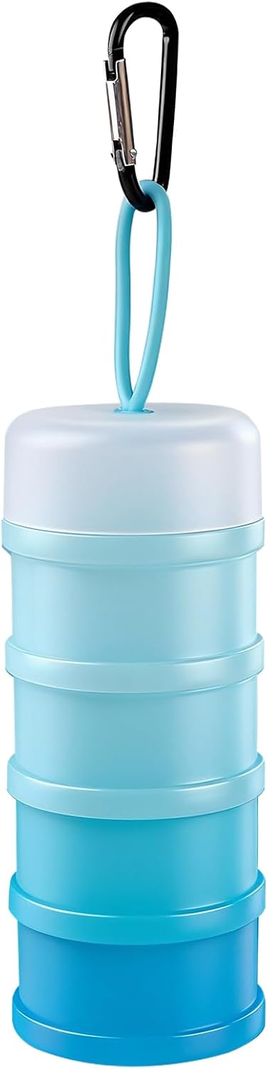 Protein Powder Container with Funnels Stand, 4 Stackable Protein Powder Dispenser for Travel, Fitness and Workout, 2 Pcs