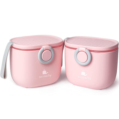 Termichy Baby Formula Dispenser, Portable Milk Powder Dispenser Container with Carry Handle and Scoop for Travel Outdoor Activities with Baby Infant, 8.8OZ, 0.55LB, 250g, 500ml (Pink)