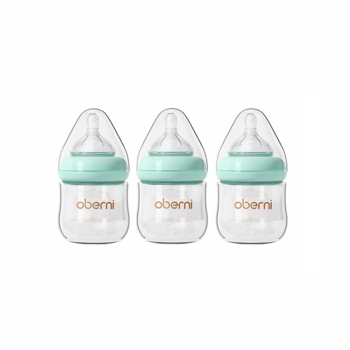 Oberni Glass Baby Bottles,Anti Colic Breastfeeding Bottle with Natural Response Nipple Size S,Wide Neck Slow Flow Baby Bottle for Baby,Newborn,Preemie 0-3 0-6 Month,BPA Free (Pink, 1 Pack, 4 Ounce)