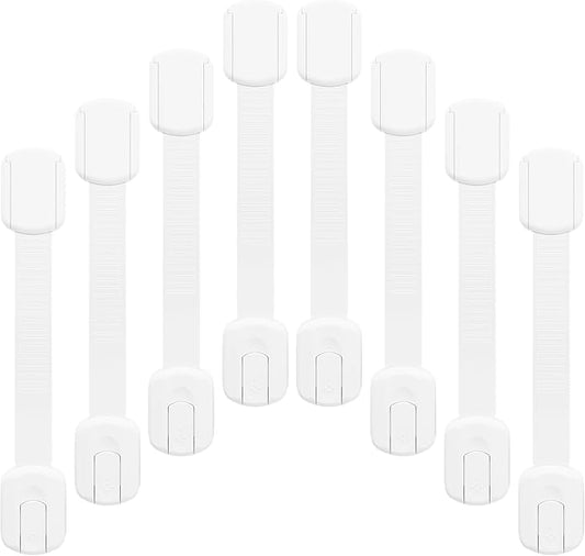 8-pack Child Safety Cabinet Locks, Child-proof Cabinet Locks with 3M Adhesive, No Drilling Required, Multipurpose Baby-proof Cabinet Locks For Drawers, Fridge, Cabinets, Toilet Seat and More