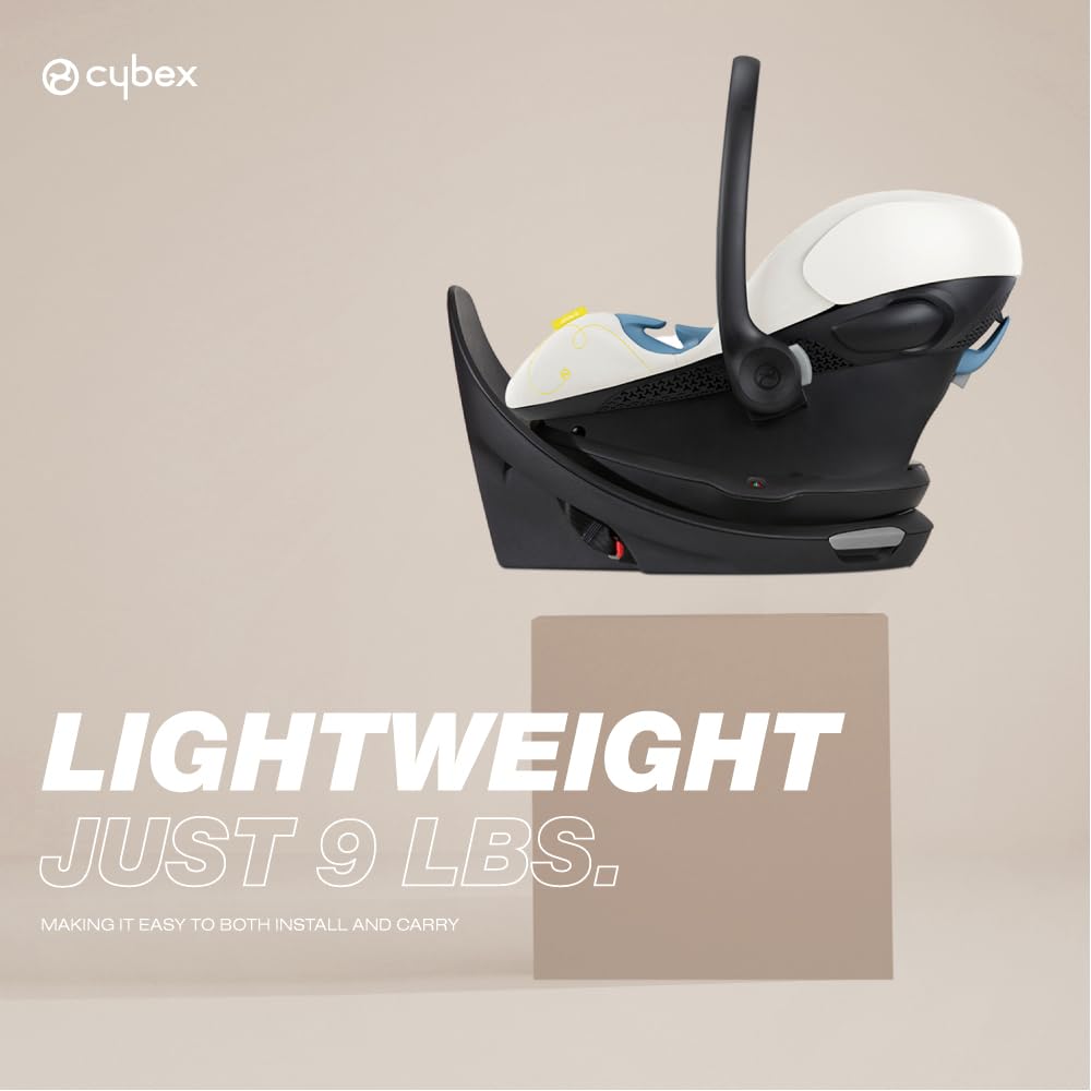 Cybex Aton G Swivel Infant Car Seat with 180-Degree Rotate, Linear Side-Impact Protection, 11-Position Headrest, SensorSafe & Safelock Base, Seashell Beige
