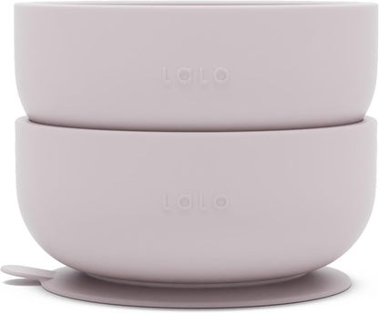 Lalo Suction Bowls - 2 Pack, 100% Silicone Non-Toxic BPA-Free Baby Bowls with Suction Base To Prevent Accidental Tip-Overs - Silicone Bowls For Babies And Toddlers - Lavender