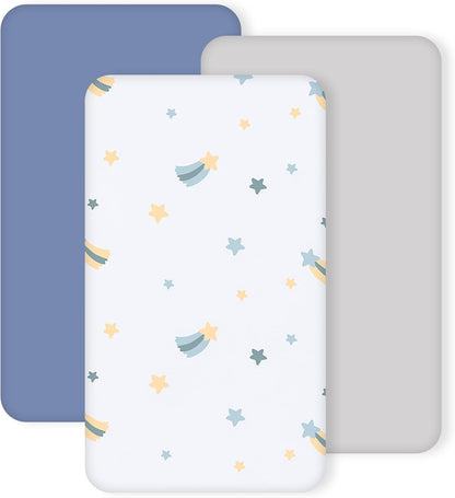 3 Pack Stretchy Bassinet Sheets 20" x 33" Compatible with Baby Delight, Angelbliss, Maxi-COSI & Most Regular Size Bedside Sleeper- Soft Breathable Fitted Bassinet Sheets for Baby - Yellow & Flower