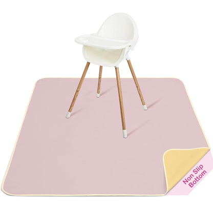 Basumee Splat Mat High Chair Mat Waterproof Baby Play Splat Mat for Under High Chair Food Catcher Highchair Mat for Floor Non Slip Bottom, Pink Rainbow, 46x42 Inches