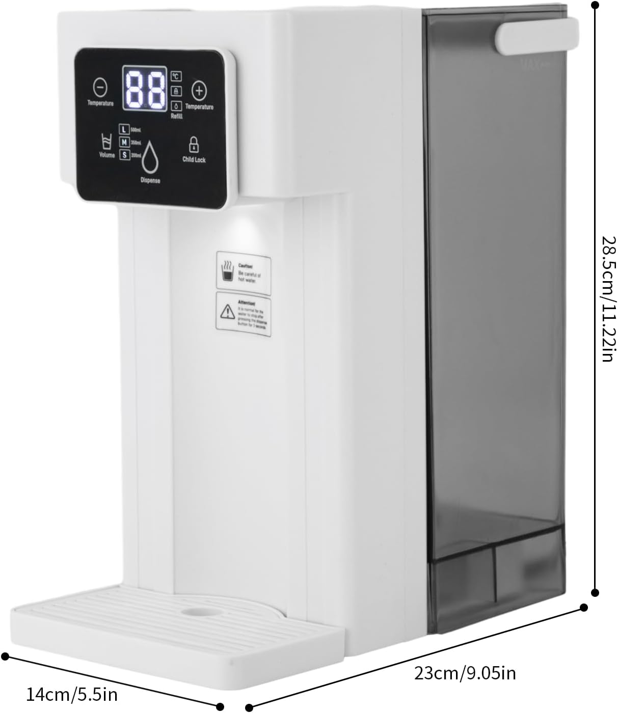 Instant Water Dispenser, 1500 Watt Fast Heating Countertop Water Dispenser, Adjustable Temperature (90°F-212°F), 3 Liter/0.79 Gallon Tank, Child Lock, For Home, Office (White and Green) (Green)