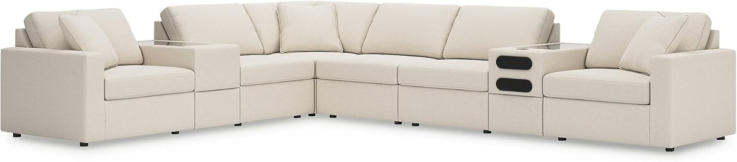 Signature Design by Ashley Modmax Coastal Press-Back Swivel Glider Rocker Recliner with Machine Washable Cover, Hidden Storage Compartments and 2 Bolster Pillows, Beige - Colors B