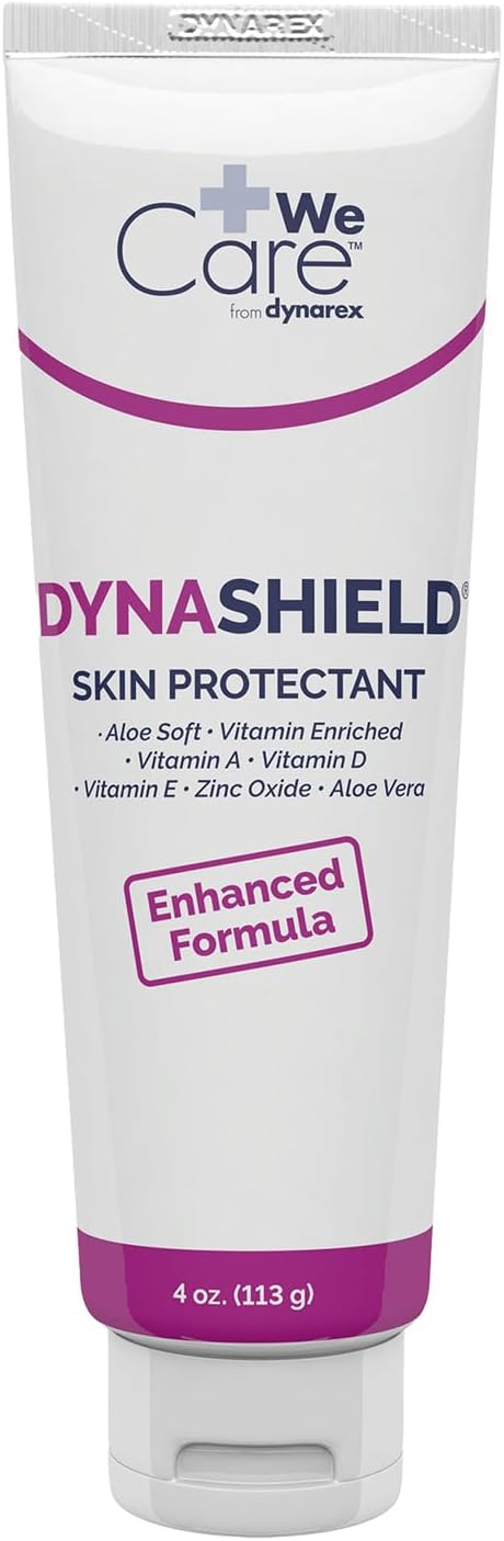 Dynarex DynaShield Skin Protectant Barrier Cream - Zinc Oxide Cream with Vitamins A, D, E, Aloe Vera - Protect and Treat Minor Wounds and Dry Skin - 4 oz. Tube, 1 Count