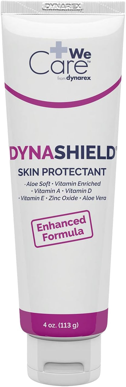 Dynarex DynaShield Skin Protectant Barrier Cream - Zinc Oxide Cream with Vitamins A, D, E, Aloe Vera - Protect and Treat Minor Wounds and Dry Skin - 4 oz. Tube, 1 Count