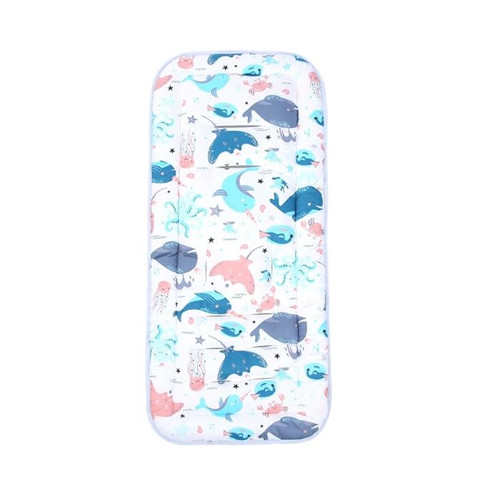 Baby Stroller Seat Liner Kids Pushchair Seat Cushion Mat Universal Breathable Stroller Liner Insert Stroller Cushion Pad Thick Cotton Stroller Liner Seat Pad Cover for (Whale &Octopus)