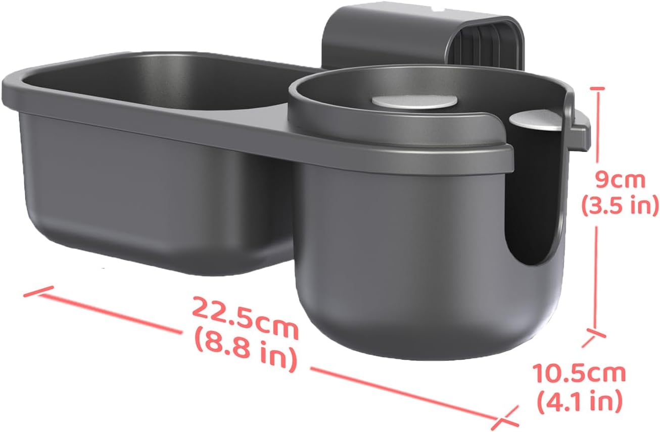 Child Cup Holder with Snacks Holder for Convertible Car Seats, Convertible Cup Holder, Stroller Cup Holder with Snack Pod Compatible with Most Convertible Car Seats- Black.