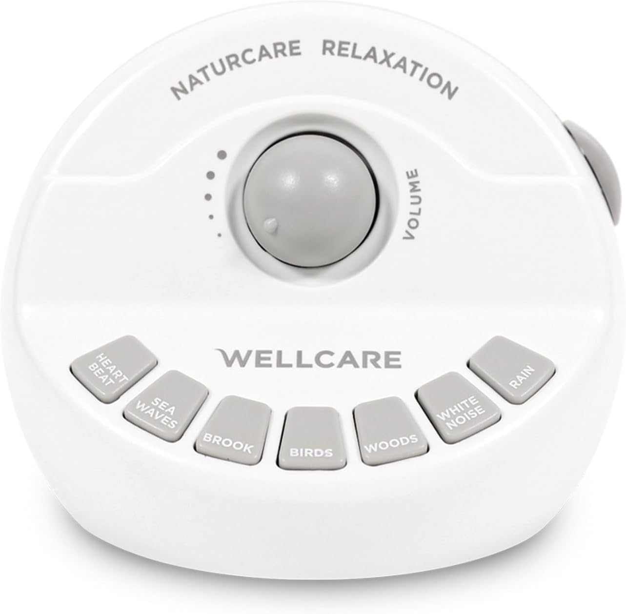 WELLCARE-Naturcare Sound Relaxation: White Noise, 7 Nature Sounds, Sleep Sound Machine, Calm Infants, for Baby, Kids, Adult. Stepless Volume, Timer, Powered by Adapter(Incl.) or Batteries(Not Incl.)