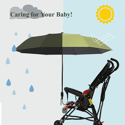 Universal Baby Stroller Sun Protection Parasol, with Umbrella Clip Fixing Device, UPF 90+ UV Protect Pushchair Sun Parasol (Silver)