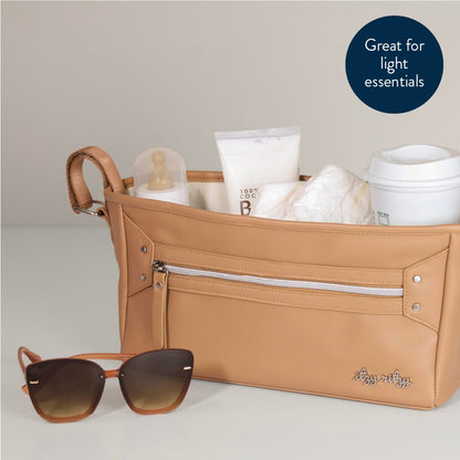 Itzy Ritzy Adjustable Stroller Caddy and Organizer Bag Featuring Front Zippered Pocket, 2 Built-In Interior Pockets & Adjustable Straps to Fit Nearly Any Stroller (Coffee and Cream)