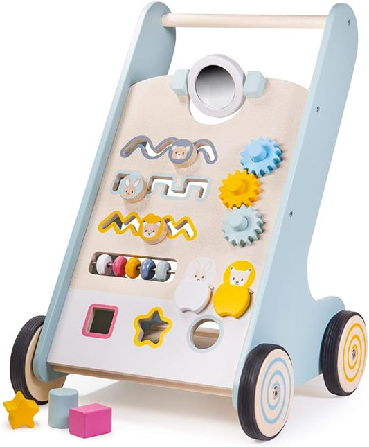 Bigjigs Toys FSC® Certified Activity Baby Walker - Wooden Walkers for Babies, Eco-Friendly Baby Walkers for 1 Year Olds, Push Along Toys