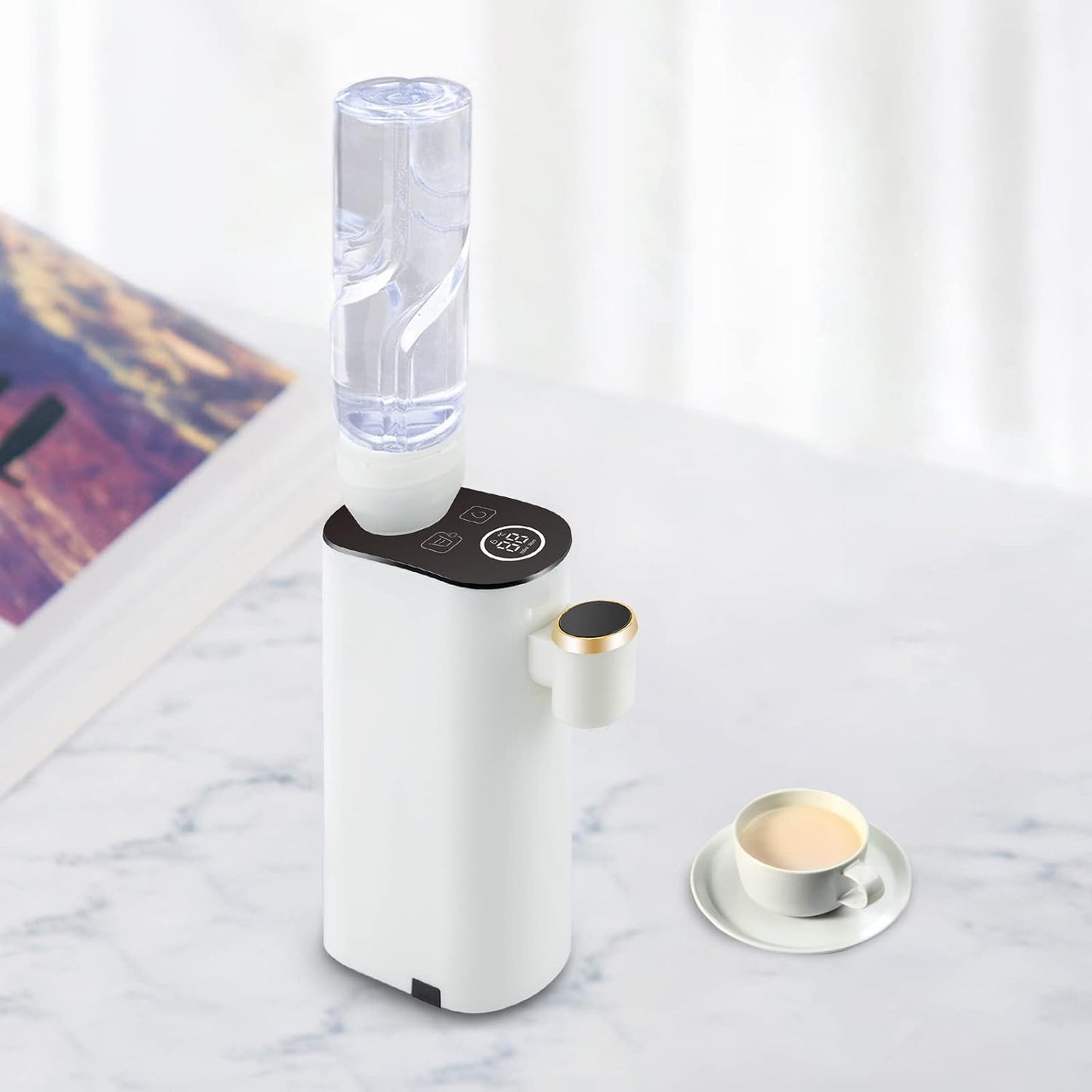Mini Instant Hot Water Dispenser, Baby Bottle Warmer Formula Dispenser, Mineral/Bottled Water Dispenser, 5 Temperatures Choices, 1500W Portable Water Warmer for Office, Travel, Hotel (Single Machine)