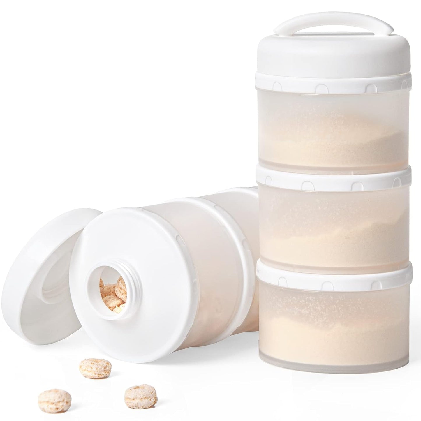 Termichy Stackable Formula Dispenser Portable Milk Powder Container, 2 Pack, Warm Grey