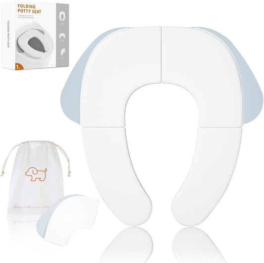 FOOYOO Foldable Toddler Toilet Seat | Portable Potty Training Seat for Travel & Home, Non-Slip, Fits Most Toilets, Easy to Clean, with Travel Bag (Gray)