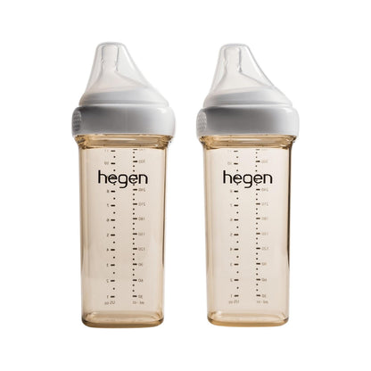 hegen Baby Bottles - Anti Colic Baby Bottles Wide Neck - Breastfeeding System 5 oz with Slow Flow Teats (2 Pack)