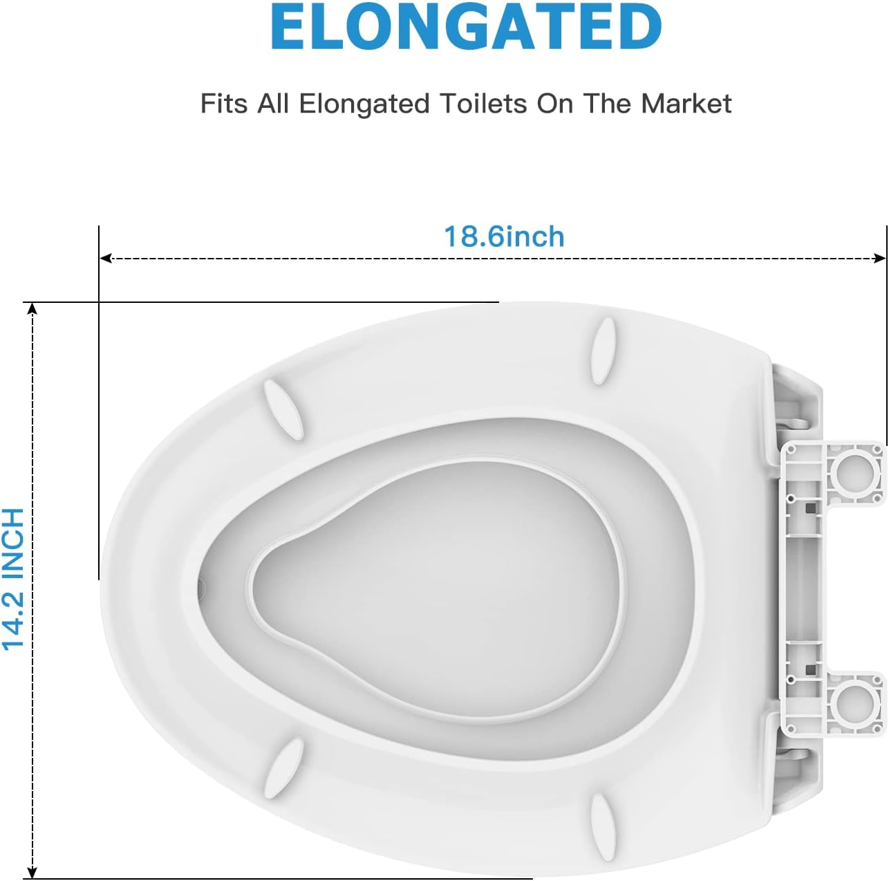 Elongated Toilet Seat with Built in Potty Training Seat, Potty Training Toilet Seat for Toddlers, Magnetic Kids Seat and Cover, Slow Close and Never Loosen, Fits both Adult and Child, White, 19"