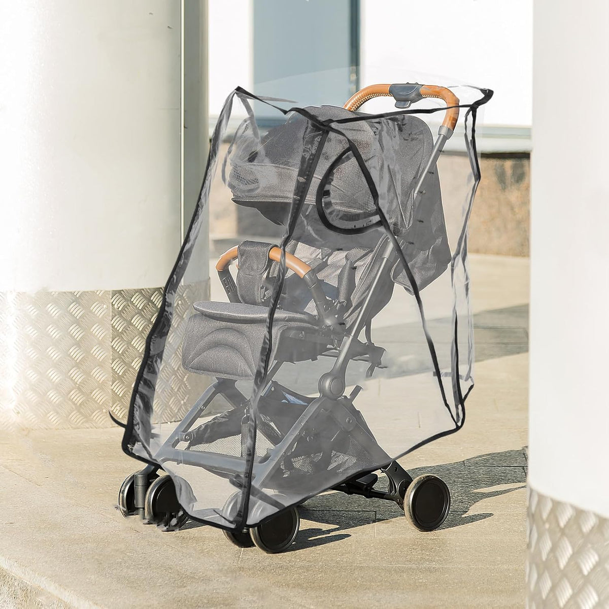 Stroller Windproof Rain Cover for Cart, Universal Waterproof Protective Shield with Ventilation, Suitable for Joggers and Car Seat Weather Protection