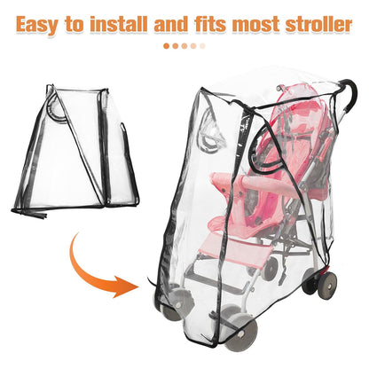 Stroller Windproof Rain Cover for Cart, Universal Waterproof Protective Shield with Ventilation, Suitable for Joggers and Car Seat Weather Protection