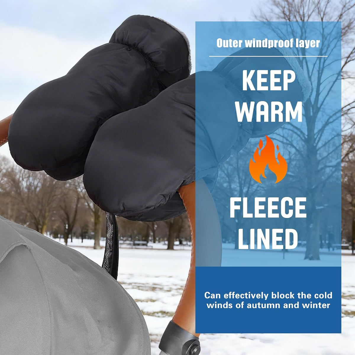 Stroller Gloves, Baby Stroller Finger Gloves, Hand Muff for Cold Weather, with Detachable Finger Gloves, Universal Ultra-Plush Winter Stroller Mittens for Baby Parents, for Winter & Rainy Days