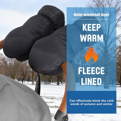 Stroller Gloves, Baby Stroller Finger Gloves, Hand Muff for Cold Weather, with Detachable Finger Gloves, Universal Ultra-Plush Winter Stroller Mittens for Baby Parents, for Winter & Rainy Days