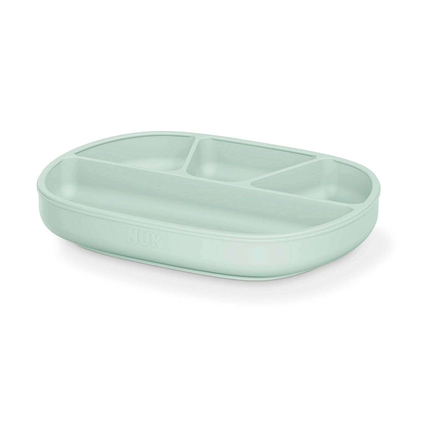 NUK Silicone Baby Tableware Bundle, Includes 1 Plate, 1 Bowl, 1 Cup, & 1 Spoon, Durable Suction Feature Helps Reduce Spills, Microwave-Safe, BPA-Free