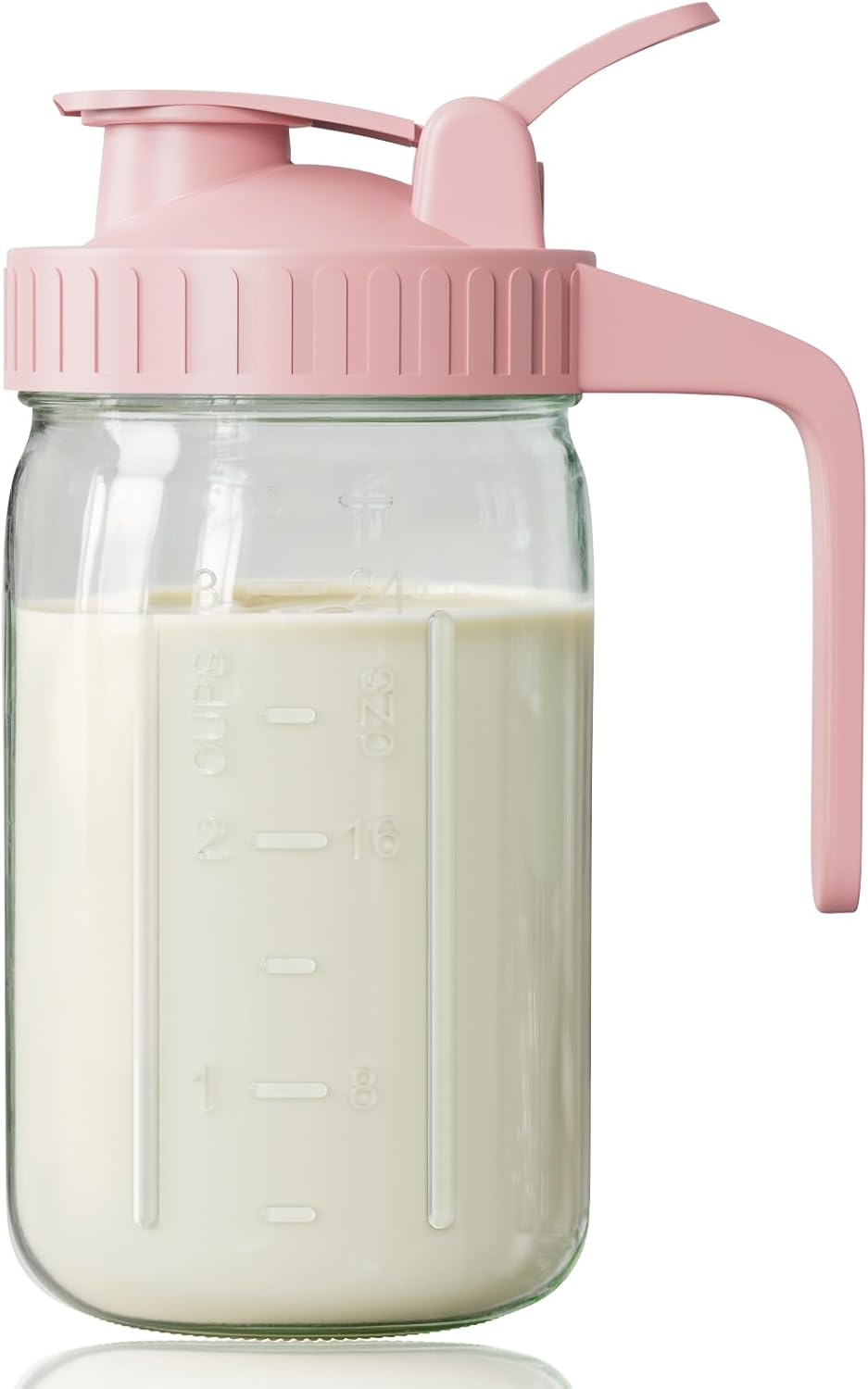 OneDream Breast Milk Pitcher 32oz Glass Pitcher with Lid, Formula Pitcher Leakproof Drip-Free Spout, Wide Mouth Mason Jar Pitcher for Easy Pouring, Dishwasher Safe Breastmilk Storage Pitcher