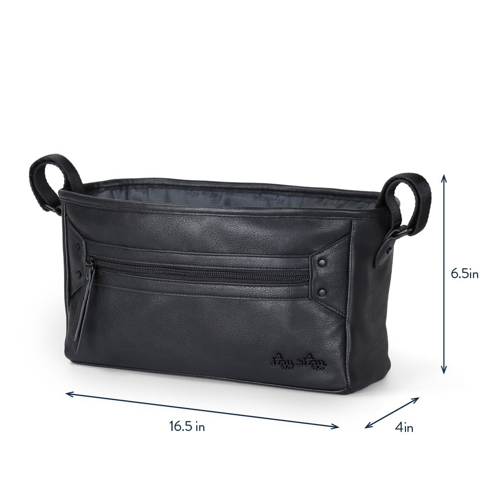 Itzy Ritzy Adjustable Stroller Caddy and Organizer Bag Featuring Front Zippered Pocket, 2 Built-In Interior Pockets & Adjustable Straps to Fit Nearly Any Stroller (Coffee and Cream)