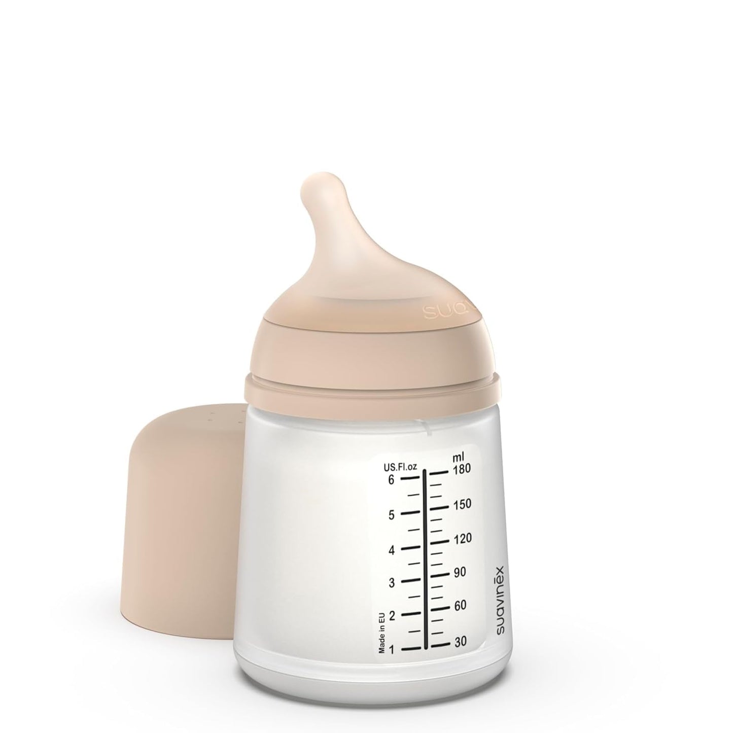 Suavinex Zero Zero Anti Colic Baby Bottle, No 1 Spanish Baby Bottle Brand, Minimizes Bottle Rejection & Nipple Confusion, Perfect for Breastfeeding Babies, 6oz/180mL, Deep Tone, Adaptable Flow Nipple