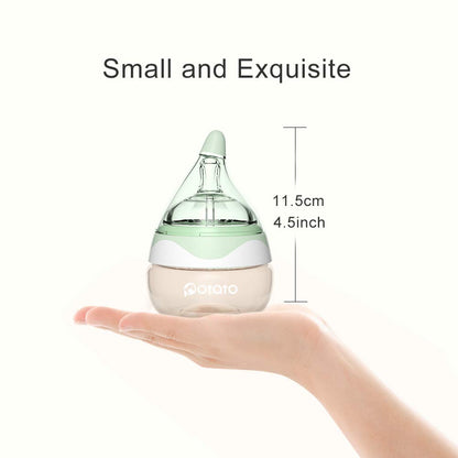 Breast Milk Baby Bottles for Newborn Baby PPSU Anti Colic Infant Bottles Wide Neck Breast-Like Nipple Slow Flow Breastfeeding Toddler Bottles-2pack (2.5oz/pc, Green)
