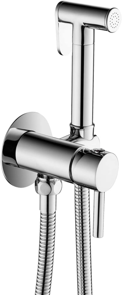 Bidet Sprayer for Toilet, Wall Mounted Hot and Cold Bidet Faucet, Handheld Cloth Diaper Sprayer Kit,Chrome(Gunmetal Gray)