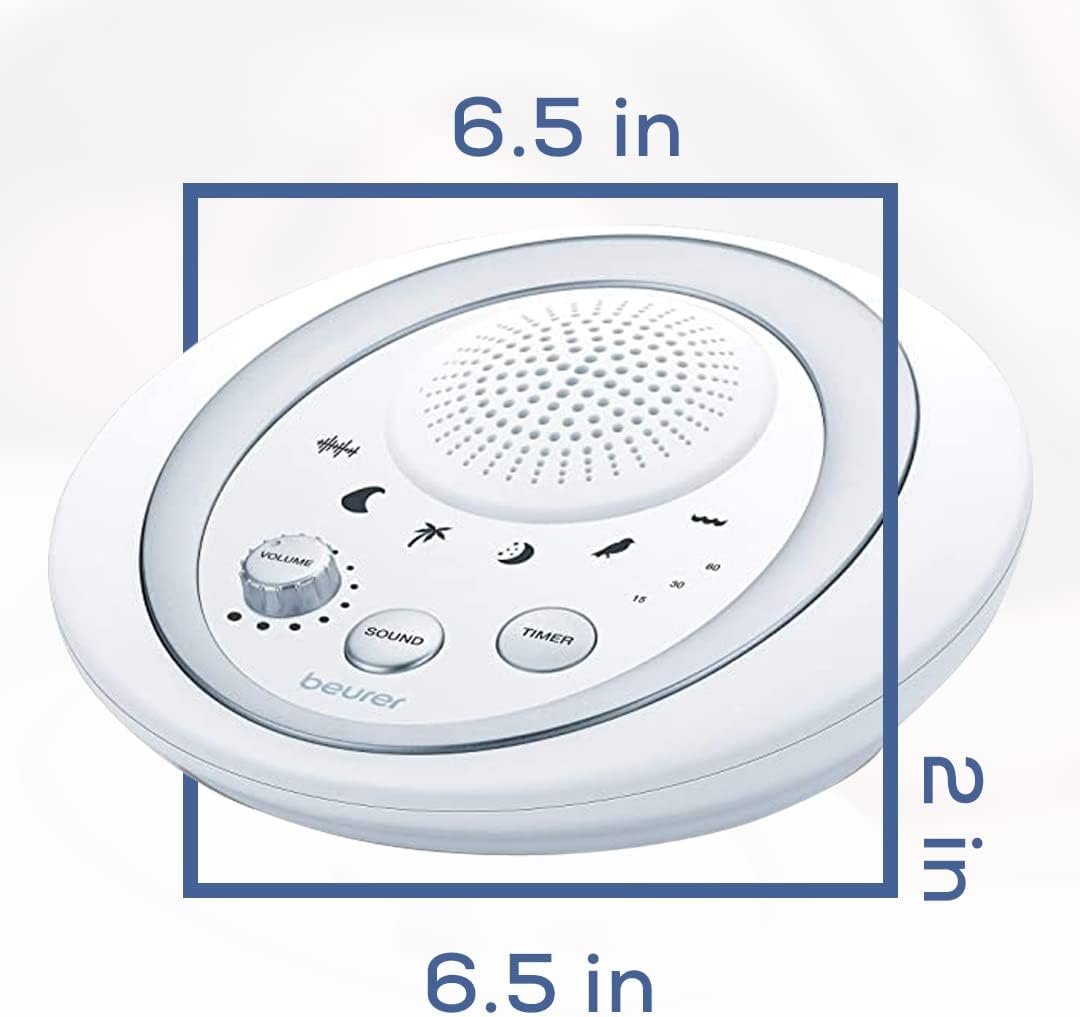 Beurer White Noise Machine with 4 Soothing Sounds | Sound Machine with Auto Shut-Off Sleep Timer | Portable White Noise Machine for Adults, Kids & Babies | Dreamsound Sleep Machine, SL15