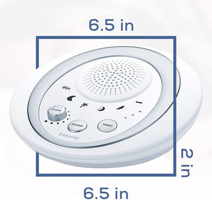 Beurer White Noise Machine with 4 Soothing Sounds | Sound Machine with Auto Shut-Off Sleep Timer | Portable White Noise Machine for Adults, Kids & Babies | Dreamsound Sleep Machine, SL15