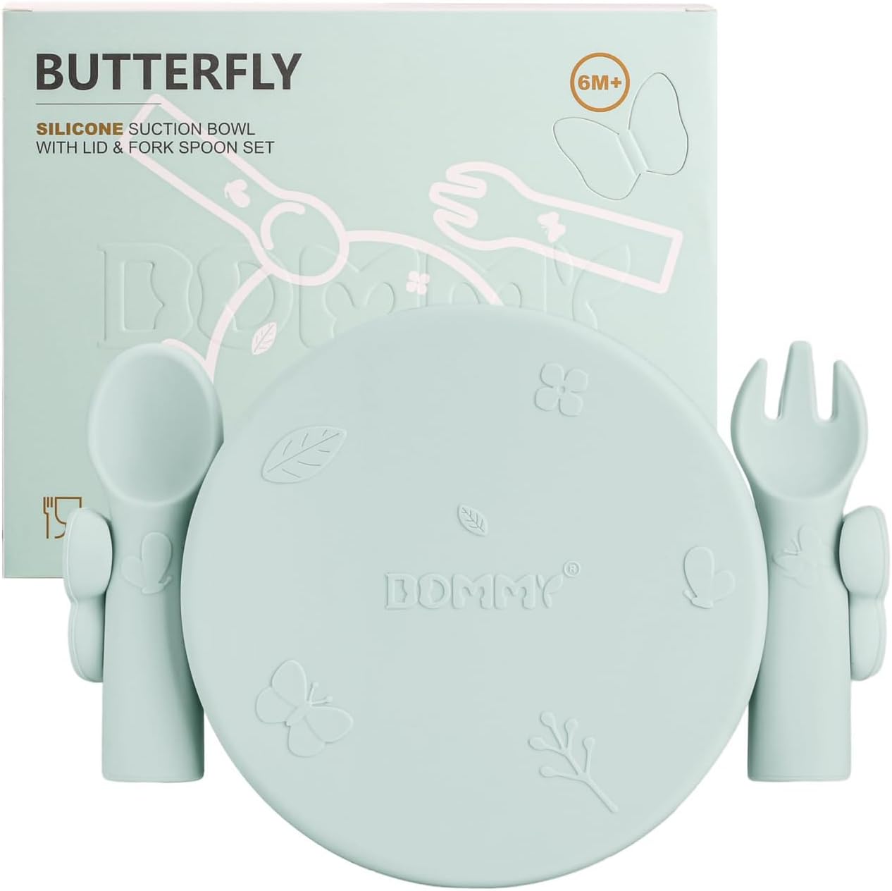 Dommy Baby Bowl with Suction BPA-Free Suction Bowl for Baby with Spoon and Fork Silicone Suction Bowl with Lid
