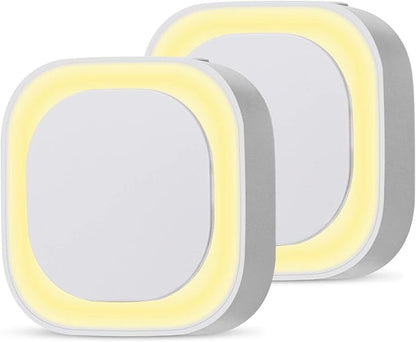 YUNLEX 2 Pack Warm White Night Light, Gentle Eye-Care with Dimmable Soft Glow & Indirect Reflection, Auto Dusk to Dawn Sensor, Plug in Nightlight for Nursery, Kids Room, Bedroom, Hallway