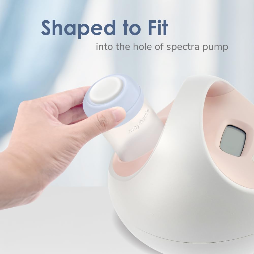 Maymom Wide-Mouth Milk Storage Feeding Collection Bottle with Nipple, Dome Cap, Bottle Top, SureSeal Sealing Disk; Compatible with Spectra Pump/Motif Luna; 5 pc (4.7Oz/140mL)