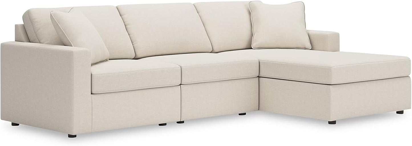 Signature Design by Ashley Modmax Coastal Press-Back Swivel Glider Rocker Recliner with Machine Washable Cover, Hidden Storage Compartments and 2 Bolster Pillows, Beige - Colors A