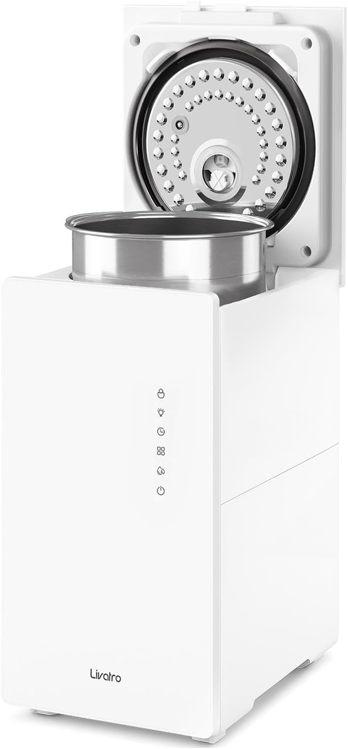 Livatro Stainless Steel Humidifier, 3L Warm Mist Humidifier, Easy Clean with Warm Steam Humidifier, Healthy Air Mist Humidifiers for Bedroom Living Room, with Sleep Mode and Auto-off Setting