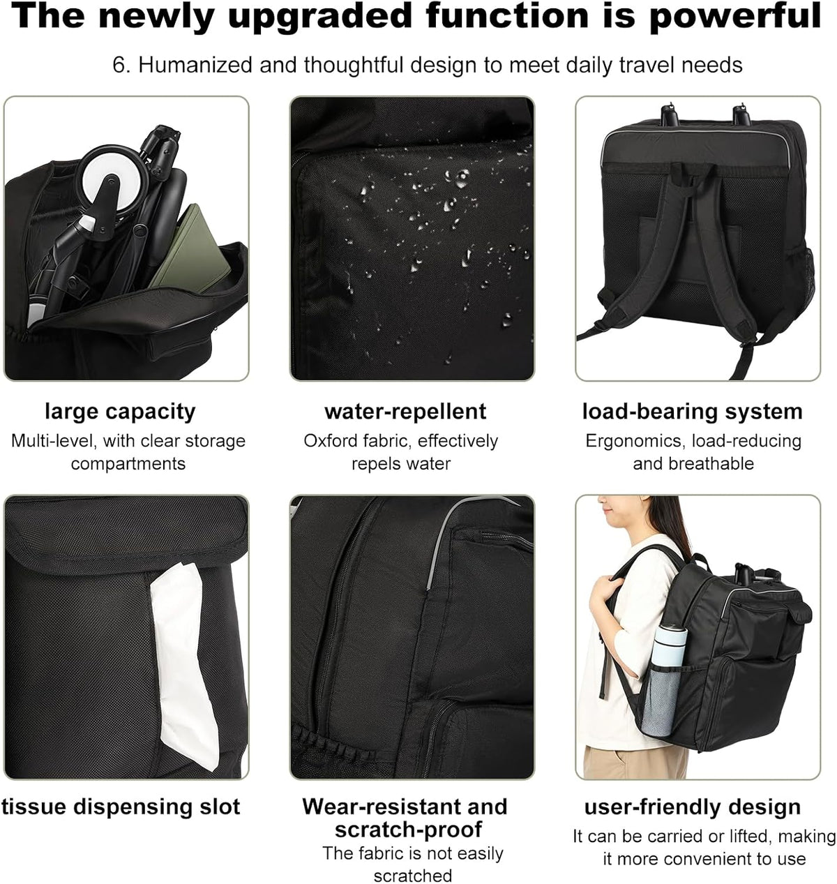 Baby Stroller Storage Backpack, Compatible with YOYO Strollers, Fits Strollers Sized 18.50x17.72x10.63 Inches, Great for Daily Outings and Air Travel