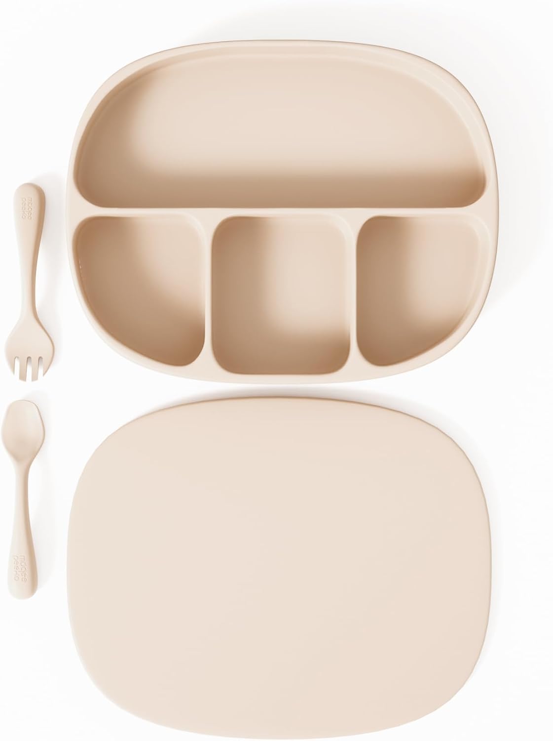 Toddler Necessities Baby Feeding Essentials Set for Baby in Green Color with Baby plates with Suction and Silicone Utensil Set - (3 Pieces)