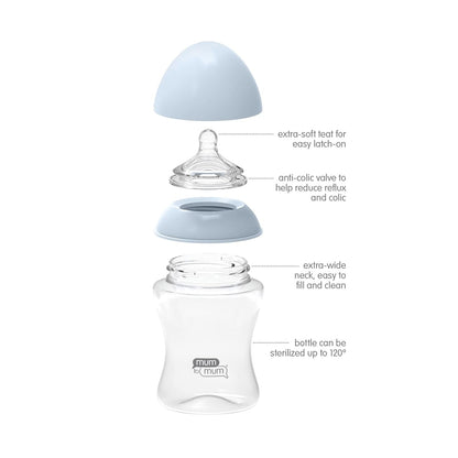 Self Grip Baby Bottles 8oz with "L" Flow Rate Nipples for 6-12 Months, 2 Pack, MM106AA
