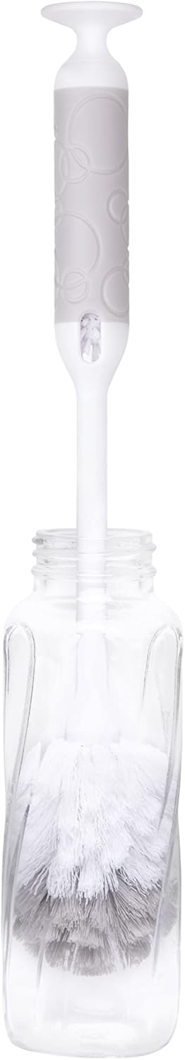 Ubbi Deluxe Baby Bottle Cleaning Set Includes a Nipple Brush with Suction Cup, Oat