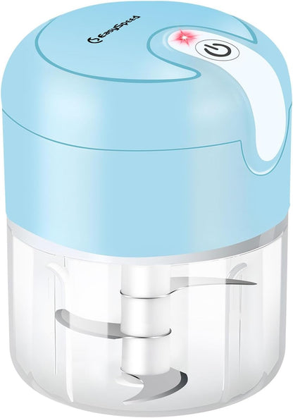 EASYSPEED Electric Garlic Chopper 1Cup, Mini USB Charging Wireless Food Processor with 304 Stainless Steel, 3 Sharp Blades, Portable Kitchen Meat Grinder for Onion, Garlic, Ginger, Baby Food