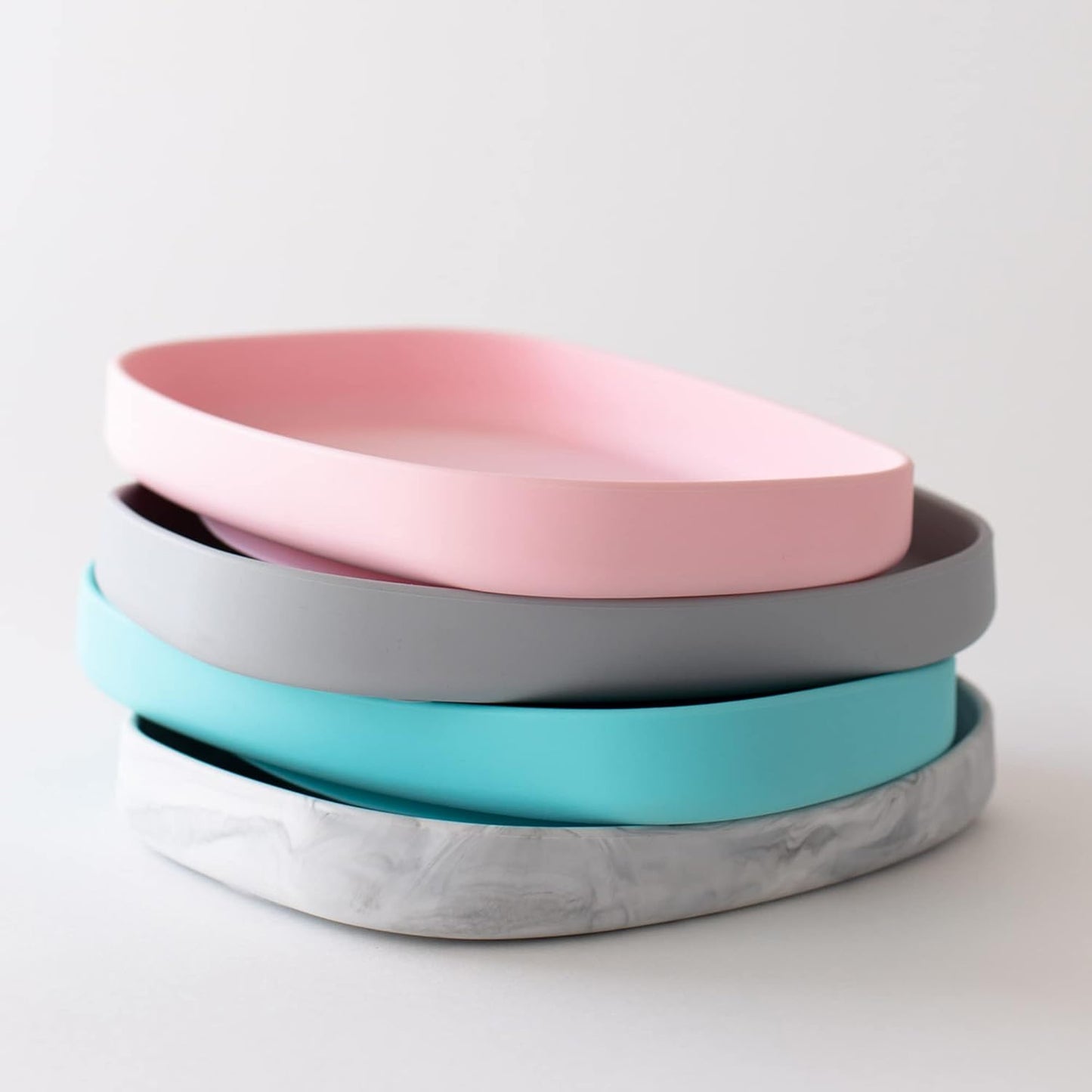 Bumkins Toddler and Baby Suction Plate, Divided Grip Dish for Babies and Kids, Baby Led Weaning, Feeding Supplies, Sticks to Tables and Highchairs, Platinum Silicone, for Chidren 6 Months, Gray