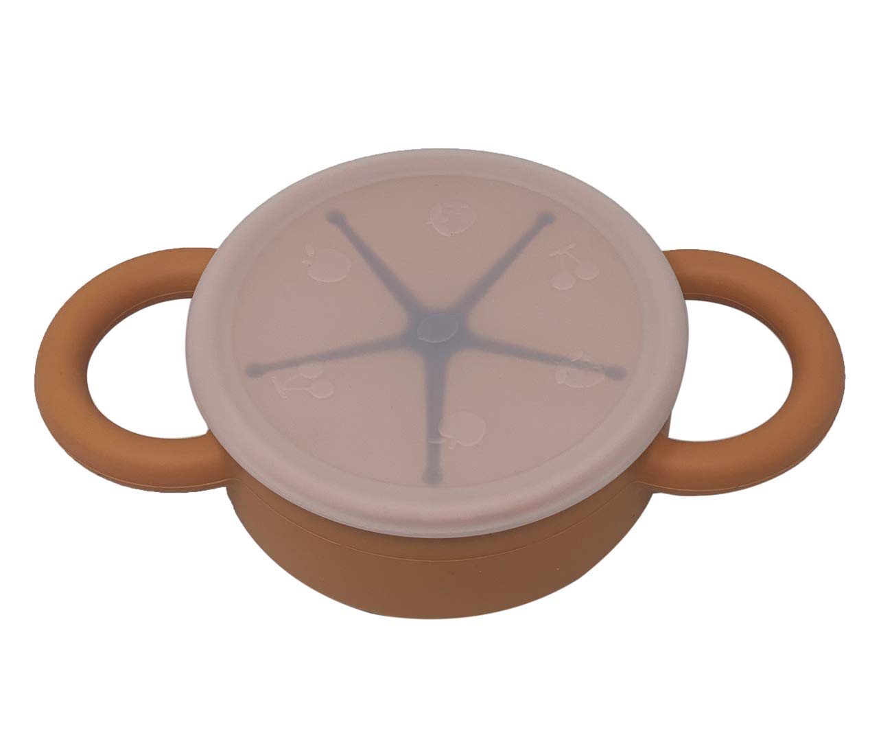 BraveJusticeKidsCo | Snack Attack II Snack Cup | Collapsible Silicone Snack Container | Toddler and Baby Snack Catcher Lid (Honey Ginger)