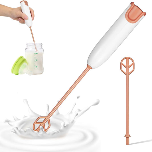 Wakauto Handheld Electric Mixer for Milk Powder and Drinks,Small Portable Stirrer for Bottles and Cups Easy Clean Compact Mixer with 2 Wands Battery Not Included