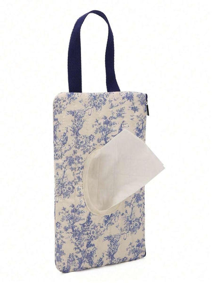 Quilted Baby Wipe Holder Quilted Wipe Pouch Portable Hanging Floral Wet Wipes Bag for Car, Stroller