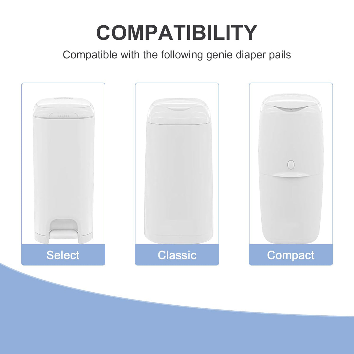Jumbo+ Square Refills Disposal Bags Refill Compatible with Diaper Genie Compact, Classic and Select Pails,Hold Up to 1080 Newborn-Sized Diapers Per Refill,3 Packs